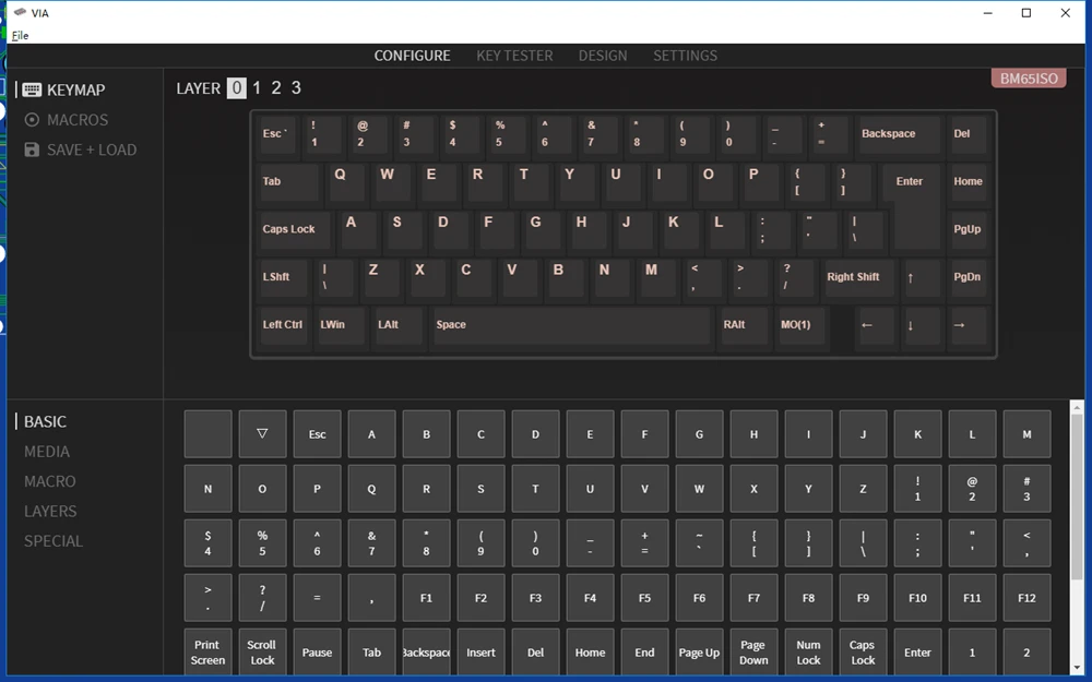 Bm65rgb Bm65 ISO Teclado mecânico, PCB swappable,