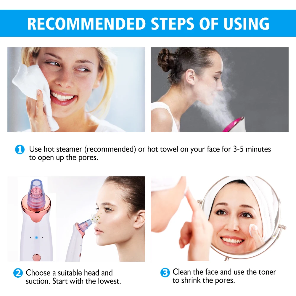 Professional Electric Blackhead Vacuum Face Deep Pore Cleaner Acne Pimple Removal Vacuum Suction Facial SPA Diamond Beauty Care