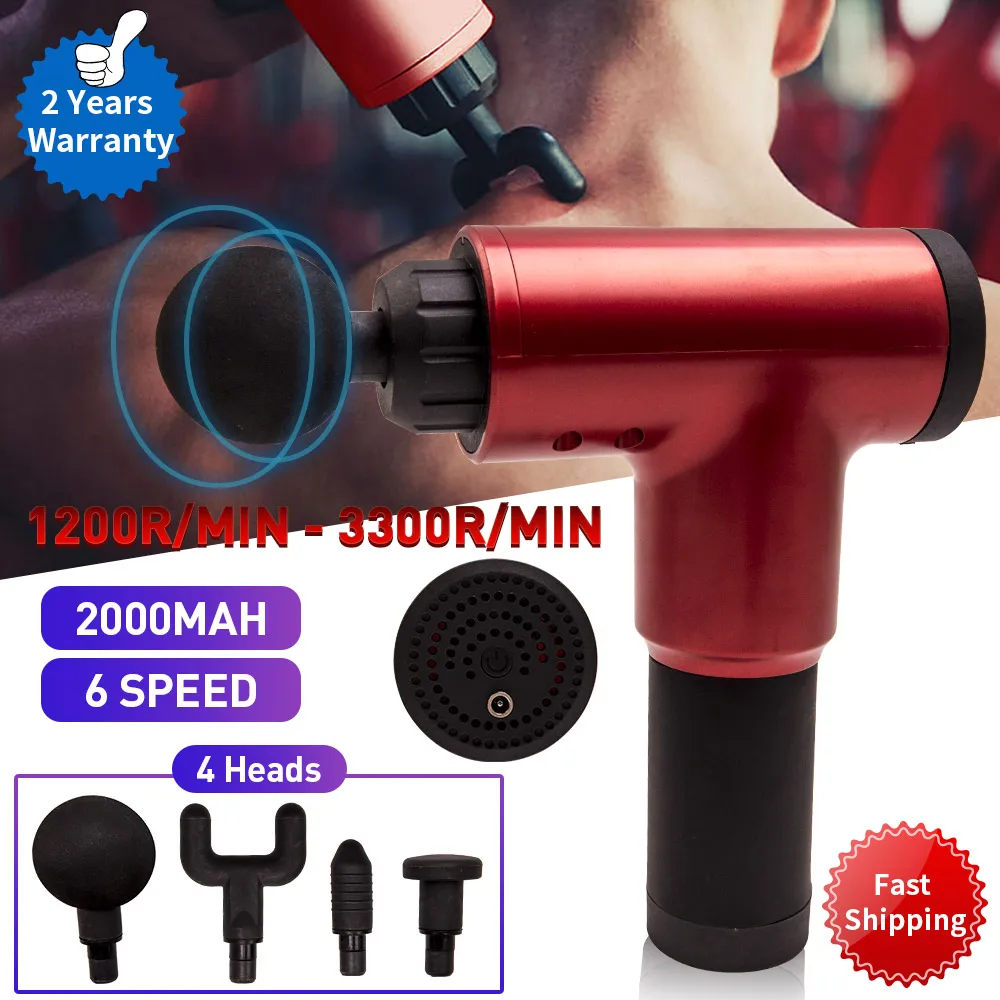 

3300r/min 4 Heads 2000mAh Massage Gun Deep Tissue Percussion Muscle Vibrating