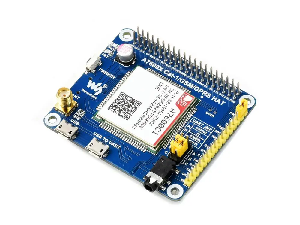 Waveshare-A7600C1 LTE Cat-1 HAT,  ̿,  4G , 2G GSM / GPRS , LBS Ŵ