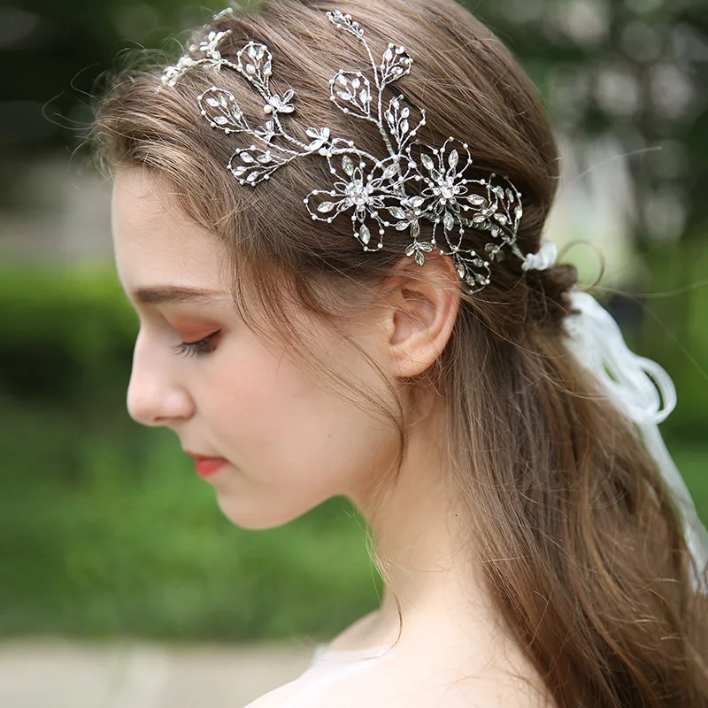 

D2289 NPASON Bride Manual Headwear Plating. Flower Hair Band Wedding Ornaments New Marry Hair Decorate