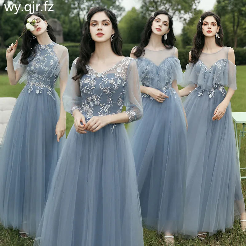JYX-9011 # платье подружки невесты длинное серое синее красное винно-коричневое