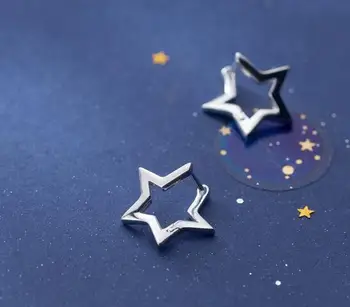 

16MM WOMEN'S 100% Authentic Real 100% 925 Sterling Silver fine Jewelry Open Hollow Star Stud Earrings GTLE2871