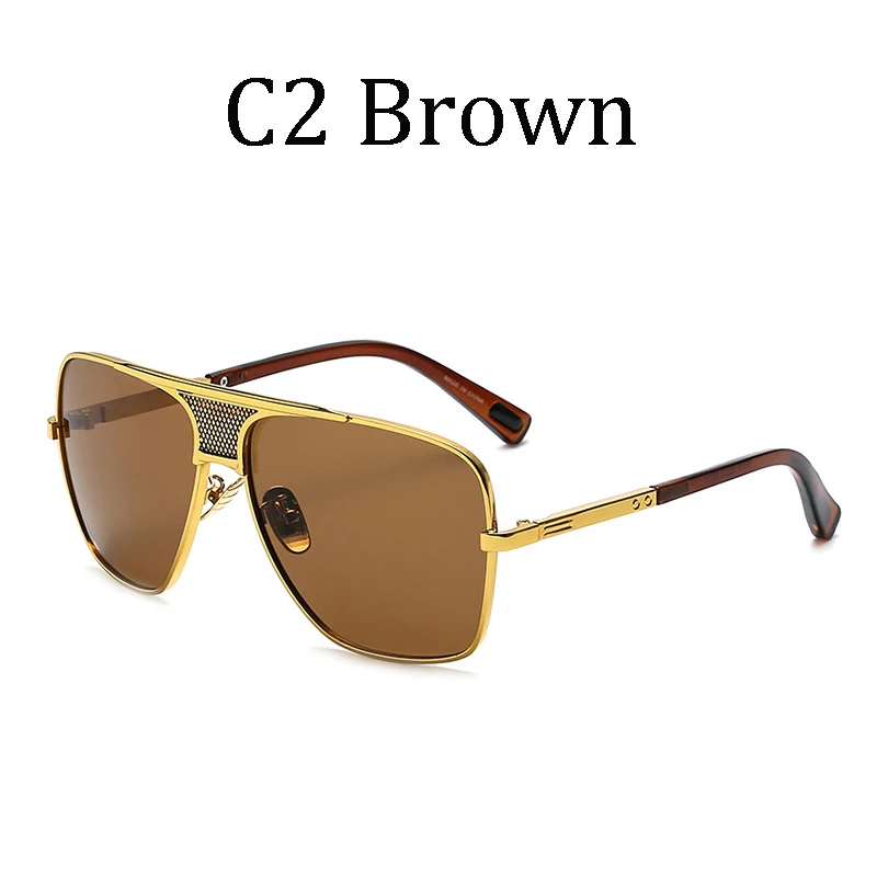 Классические роскошные брендовые квадратные мужские дизайнерские солнцезащитные очки с большой оправой, винтажные женские солнцезащитные очки UV400 для мужчин и женщин 96918 - Цвет линз: 96918 C2