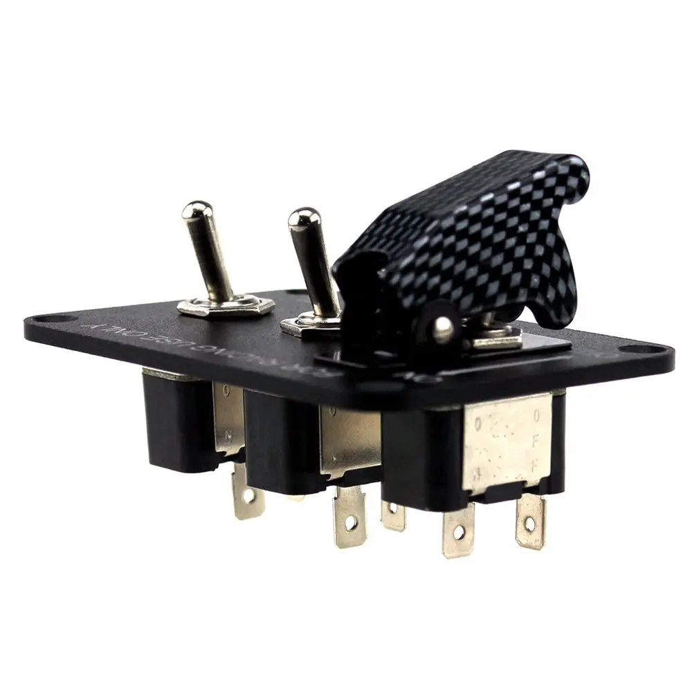 1 комплект 12 В 20A 3 группы тумблеры панель для гоночного автомобиля углеродное волокно цепи модифицированные Комбинированные комплекты переключателей