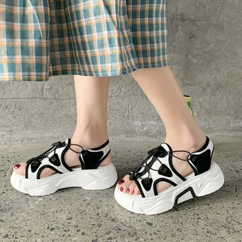

Summer Women Platform Sandals Chunky Shoes Woman Fashion Cross-tied Designers Brand Ladies Sport Casual Sandal Comfortable
