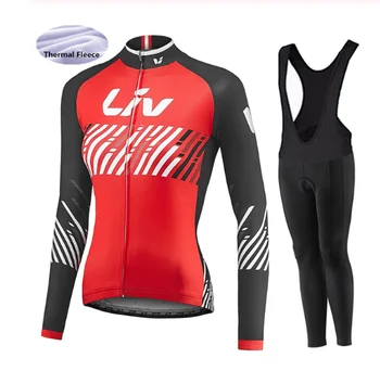 

Pro team 2019 liv Cycling Jersey set 19D Gel pad MTB Bike Clothing Woman Winter Thermal Fleece Bicycle outdoor Clothes