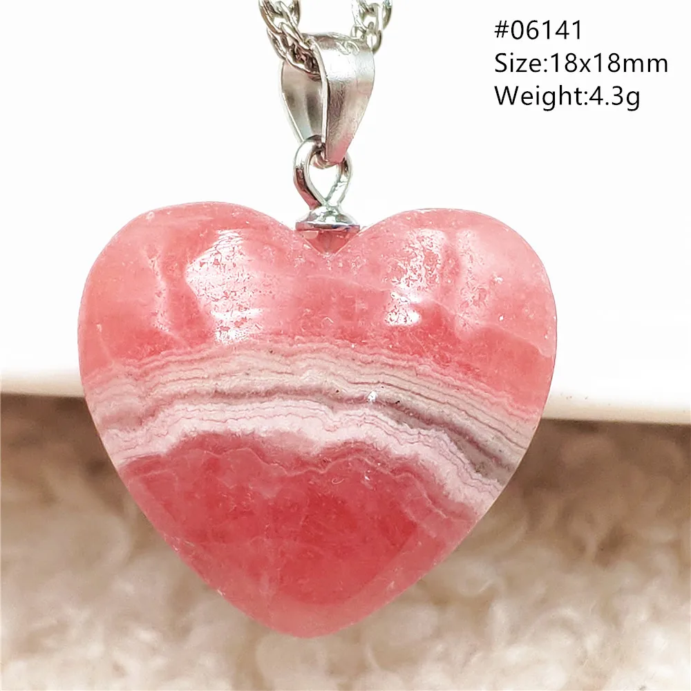Natural Red Argentina Rhodochrosite Pendant Necklace Rose Rhodochrosite Heart Pendant Women Men Necklace Pendant Necklace