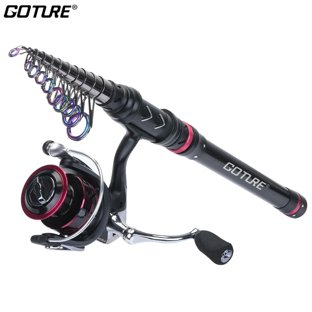 Goture Fishing Rod Combo 1.8M-3.6M Telescopic Rod Carbon Spinning Reel 2000-4000 Series Sea Boat Spinning Fishing Rod Reel kit