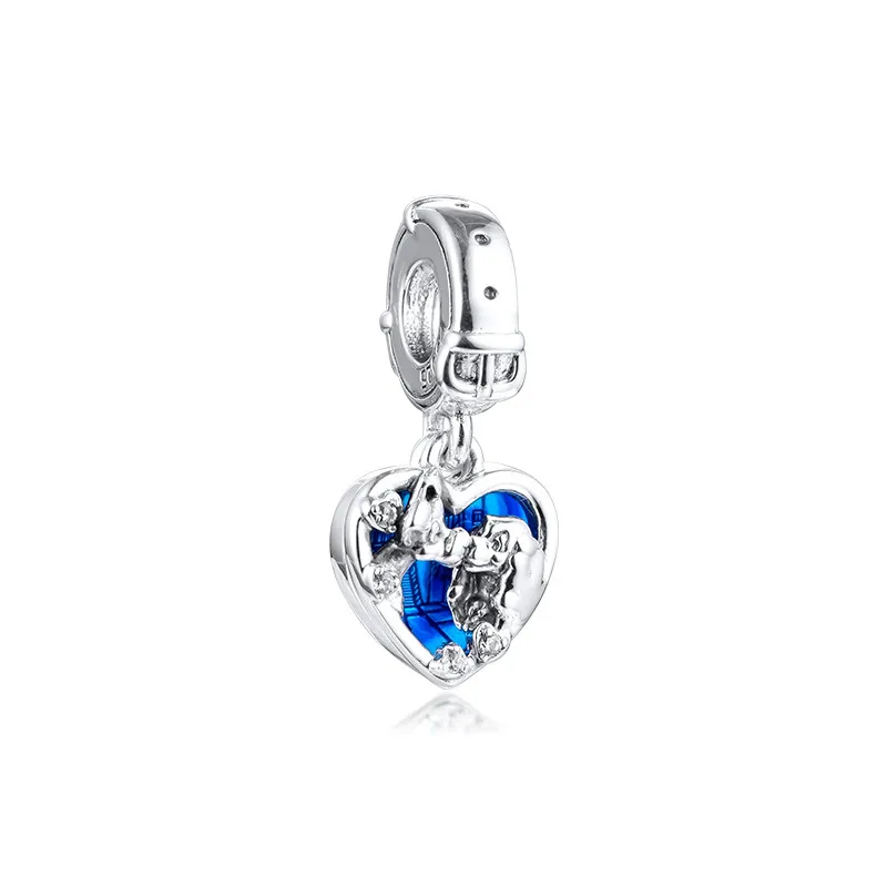 Christmas New Lady Heart Charms for Jewelry Making Color Enamel Bracelets Valentine Day Pet Dogs Pendant Silver 925 | Украшения и