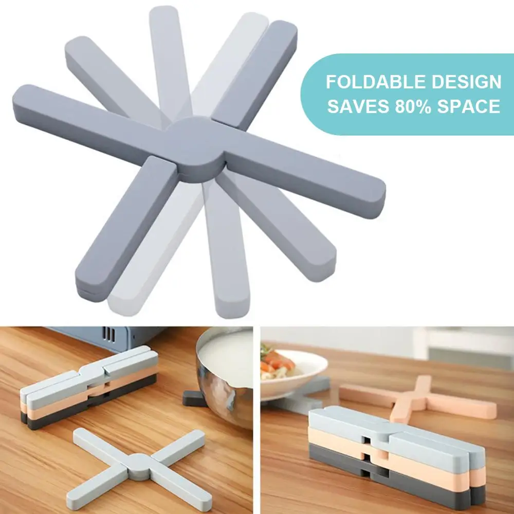 

Foldable Non-slip Heat Resistant Pad Silicone Trivet Placemat Collapsible Cross Pot Holder Mat Coaster Kitchen Accessories
