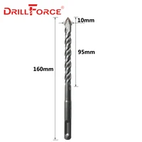 Drillforce – jeu de 5 mèches pour le béton, le carrelage, le verre, la céramique, 6/8/10/12mm, embout en carbure, SDS Plus foret pour la maçonnerie, 160mm 5