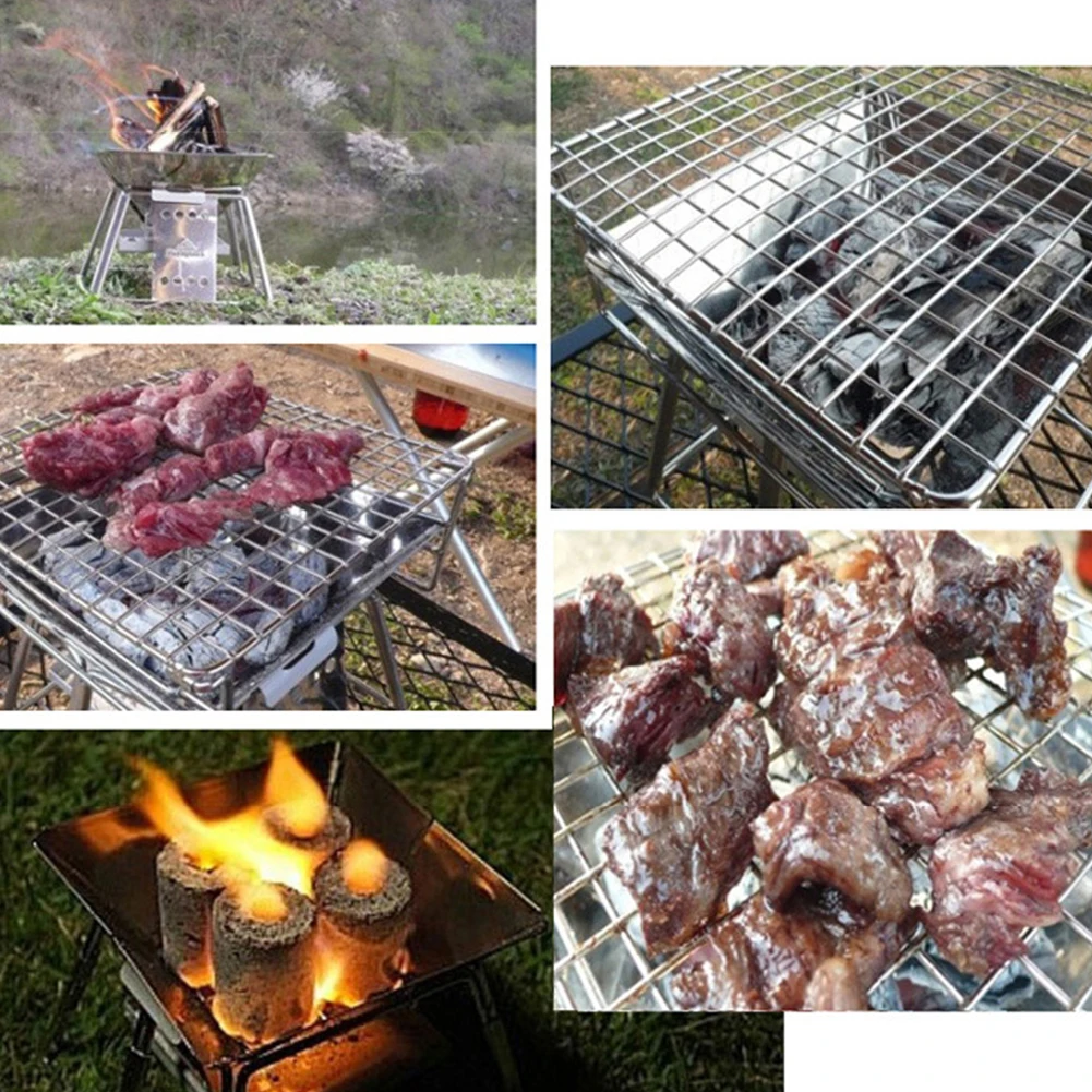 

New Portable Camping With Bag BBQ Oven Set Foldable Tool Kitchen Picnics Accessories Outdoor Hiking Non Stick Stainless Steel