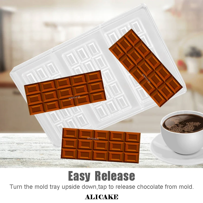 Chocolate Bar Molds Polycarbonate Tray for Plastic 3D Chocolate Candy Nuggets Mould Form Bakery Baking Mold Pastry Tools