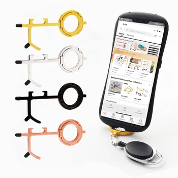 

50PCS/lot Multifunctional Bottle Opener Contactless EDC Door Opener Phone Holder Hygiene Hand Stylus Safety Tool Key chain
