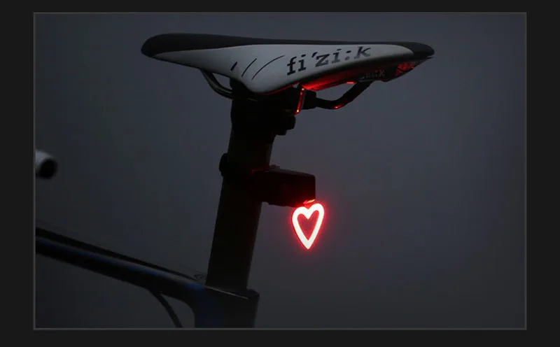 heart Несколько режимов освещения, Велосипедный свет, usb-зарядка, светодиодный фонарь для велосипеда, задний велосипедный фонарь для горного велосипеда, подседельный штырь - Цвет: heart