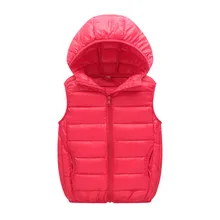 Г. Зимний стиль детской одежды, детский пуховый хлопковый жилет Мужской и Женский Детский Светильник с капюшоном, жилет большой жилет для мальчика