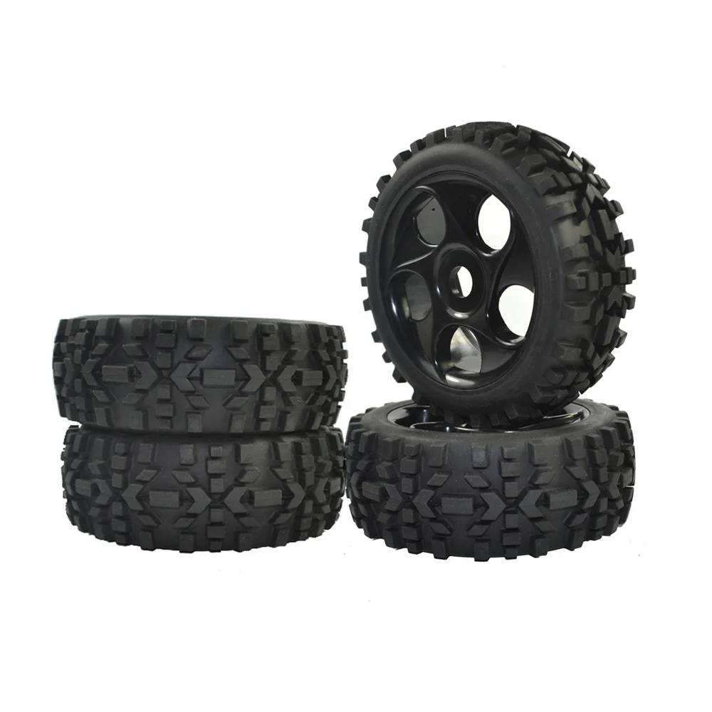 

RC 1/8 Scale Off Road Car Buggy RC Tires Tyre and Wheels Black 4PCS Suitable for 1/8 RC Buggy Off Road with Foam Inserts