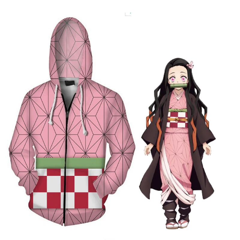 Kamado Nezuko Demon Slayer: Kimetsu no Yaiba толстовки Kamado Nezuko Косплей Костюм Kochou Shinobu Толстовка Куртки мужские топы на Хэллоуин - Цвет: Kamado Nezuko