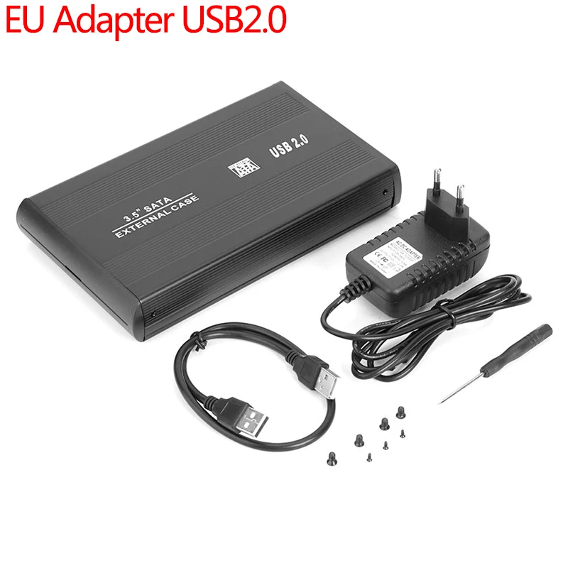 EU Adapter USB2.0 3,5 дюйма USB3.0/USB2.0 на SATA порт SSD HDD жесткий диск чехол Корпус 5 Гбит/с USB 3,0 HDD чехол внешний твердотельный жесткий диск коробка - Цвет: EU Adapter USB2.0