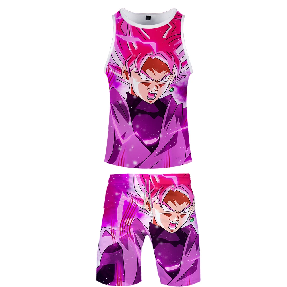 Dragon Ball летние мужские повседневные пляжные без рукавов жилет с рукавами шорты свитер+ брюки Быстросохнущий Спортивный костюм мужские спортивные костюмы