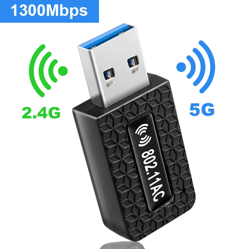 1300 Mbit/s adaptateur USB Wifi Bluetooth double bande 2,4 G/5 GHz 802,11 AC