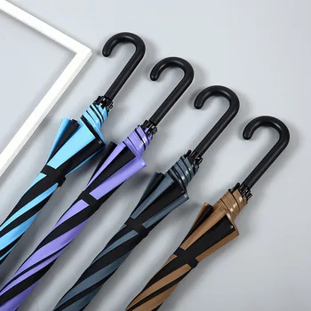 

New Style Long Umbrella Mixed Colors Rain Umbrella Automatic Long Handle Straight Pole Umbrella Rain Umbrella Gift Advertising U