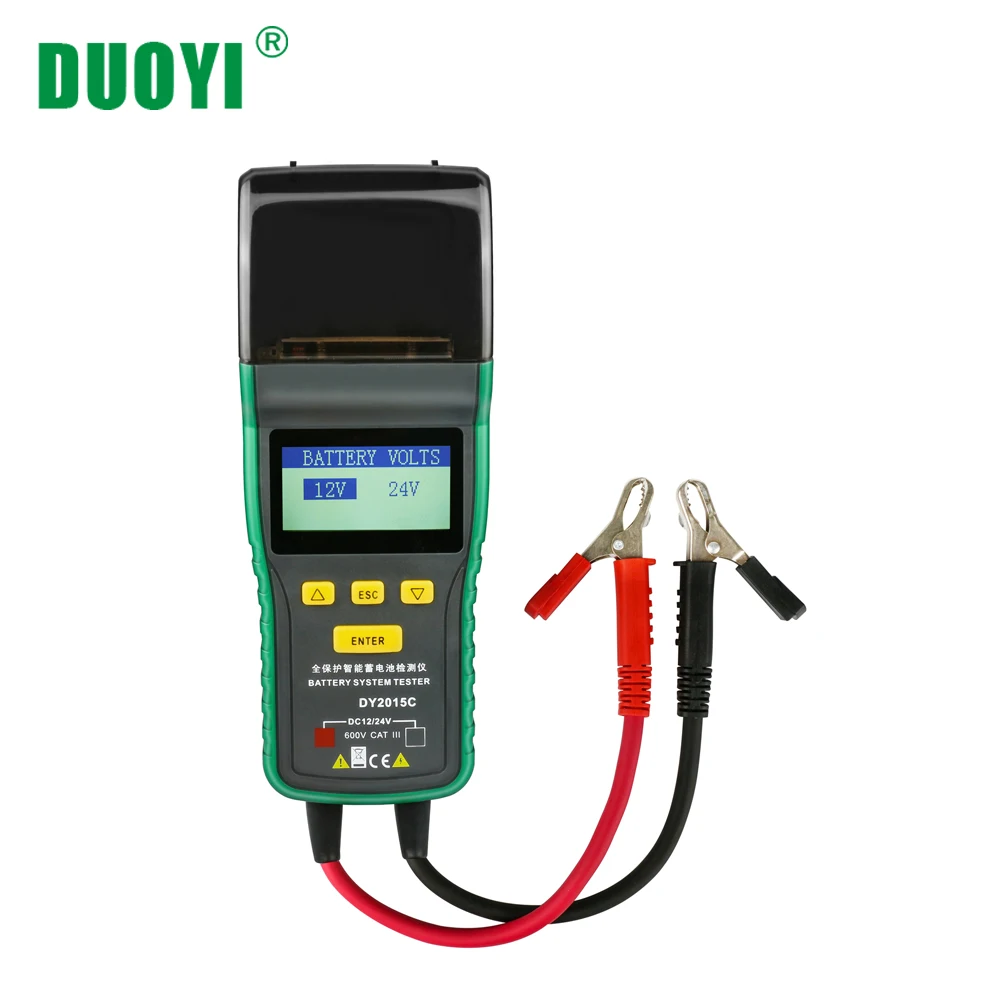 

DUOYI DY2015C Car Battery Tester 12V 24V Lead-acid Analyzer Auto CCA 100-1700 SOH Integrated Printer Portable Measurement Unit