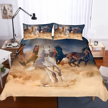 

Galloping Horses on Grassland Bedding Set Bedroom Decor Microfiber Hypoallergenic with Zipper 1PC Duvet Cover with Pillowcases