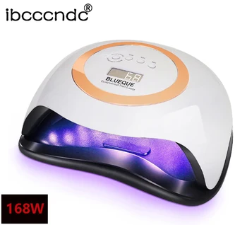 

Ibcccndc 168W Nail Lamp High Quality LED Lamp Blue Orange Ultraviolet Lamp Practical Professional Nail Gel Drying Lamp