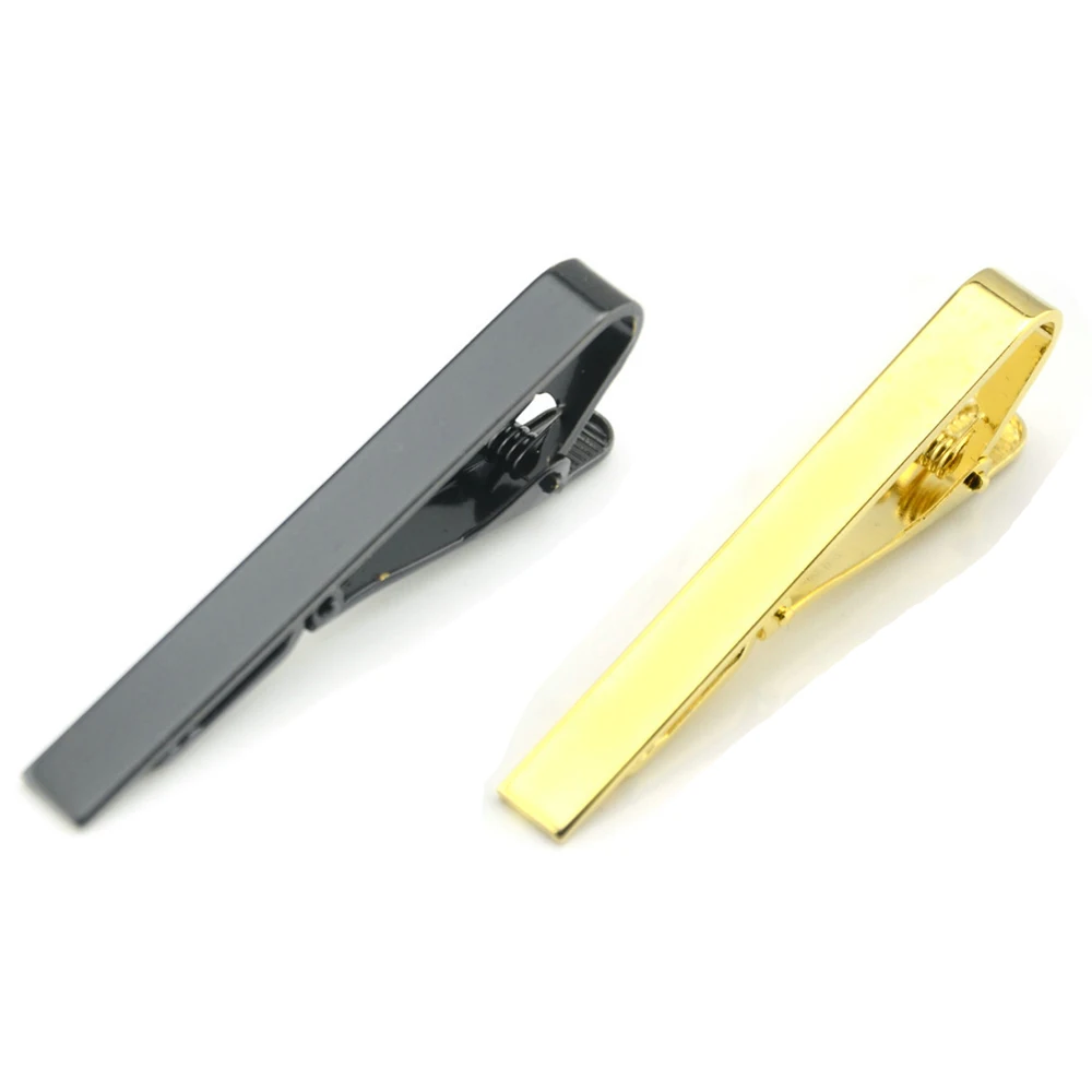 Black-Gold 2 упаковки мужской классический зажим для галстука 5,5 см свадебные зажимы галстука из нержавеющей стали BWTZF0013A - Окраска металла: Black-Gold