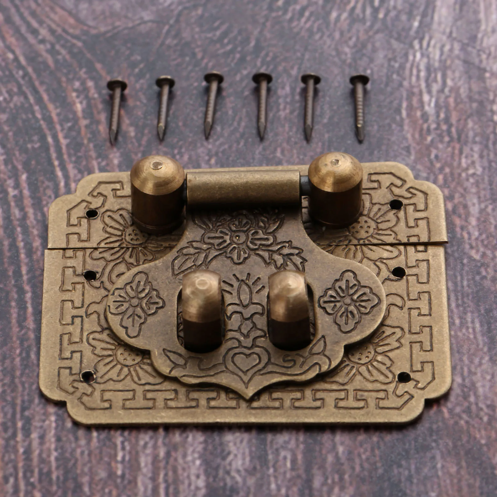 1Pc Antique Bronze Brass Decorative Wood Case Box Hasp Closure Jewellery Box Lock Buckle Latch 50*40mm