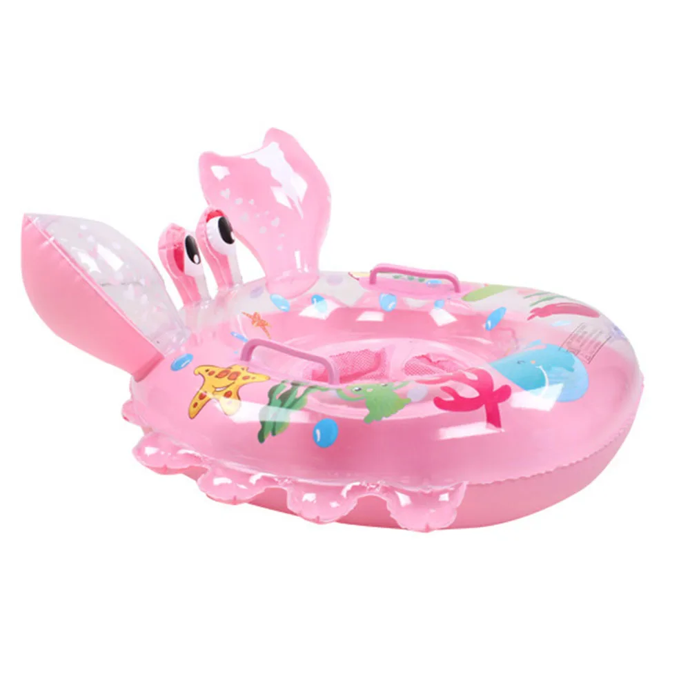 

2019 Baby Inflatable Pool Float Infant Crab Seat Boat Swim Ring with Handles Swimming Pool Inflatable Float Circle 56CM