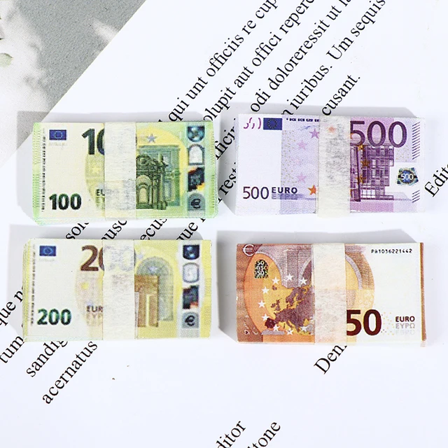 1set 1:12 Dollhouse Miniature Billets Euro D'argent 50/100/200/500
