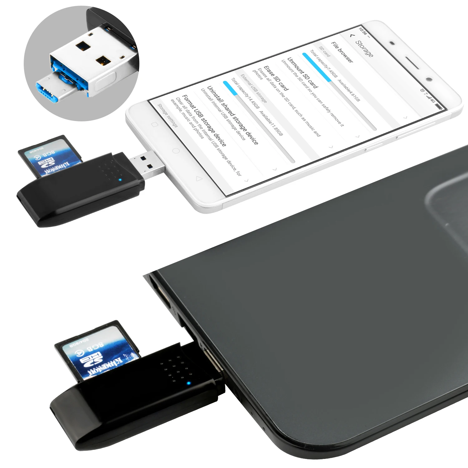 Rocketek usb 3.0 multi 2 in 1 memory otg phone card reader 5Gbps adapter for SD/TF micro SD for pc computer laptop accessories