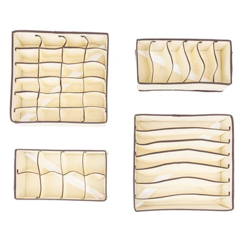 

4pcs Non-woven Fabrics Storage Boxes Beige FPing