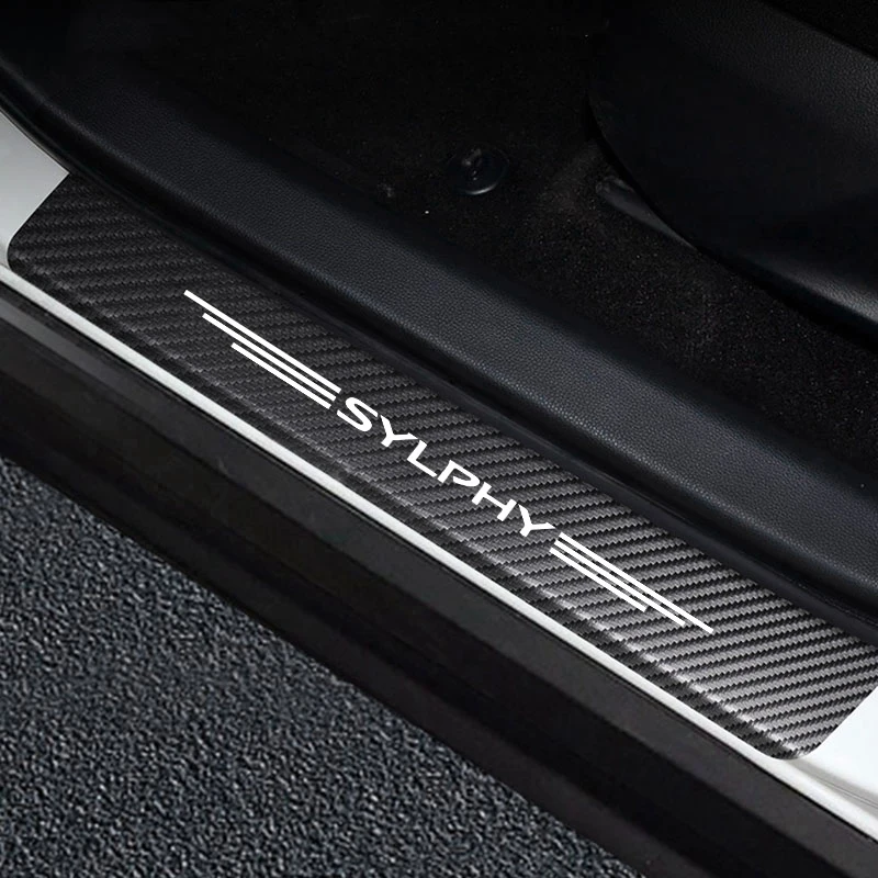Auto Stickers Door Threshold Vinyl Protector For NISSAN SYLPHY Car Sill Scuff Plate Guard Carbon Fiber Decor Accessories | Автомобили и