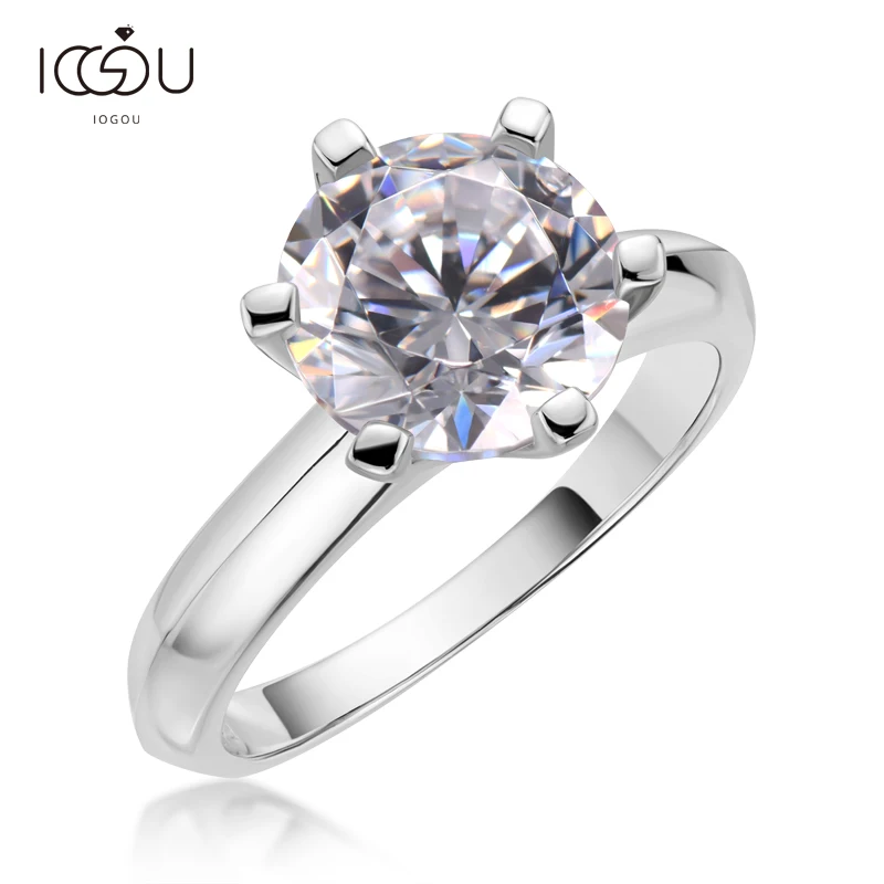 

IOGOU 3ct Round CZ Solitaire Engagement Ring 925 Sterling Silver Rings for Women Anniversary Wedding Rings Silver 925 Jewelry