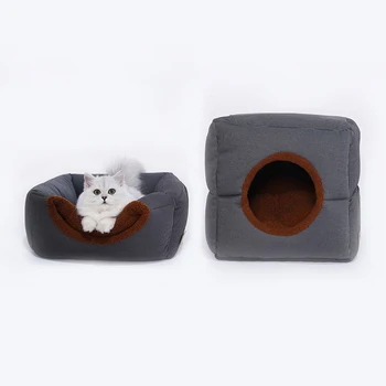 

Pet Cat House Deep Sleeping Cot Box Foldable Cat Lounger Sofa Winter Warm Basket Mat Windproof Cat Bed House Not Easily Deformed