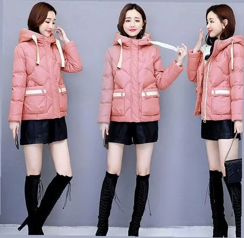 

Short Korean-style Small Cotton-Padded Jacket Women's 2018 Winter New Style Short-height Hooded Sweet WOMEN'S Cotton-padded Clot
