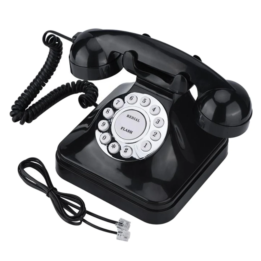 Vintage Retro Landline Phone for Home, Old Fashioned Corded Telephone with Classic Bell Push Button Technology