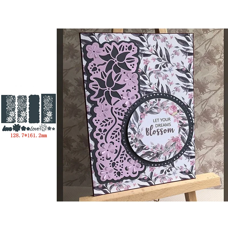 

12-piece Set Fancy Flower LOVE Word Cut Panel Border Metal Cutting Dies Scrapbooking Album Paper DIY Cards Crafts New 2019