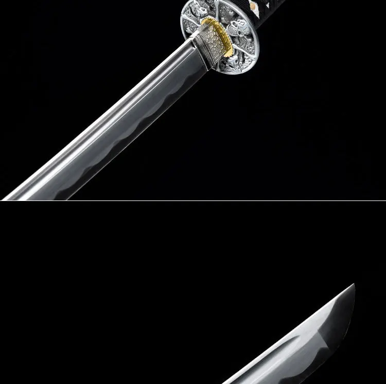 Japanese Swords Real Katana Sword 1060 Carbon Steel Skull knife Tan Blade Wave Hamon Samurai Katana Battle Ready Japanese Swo