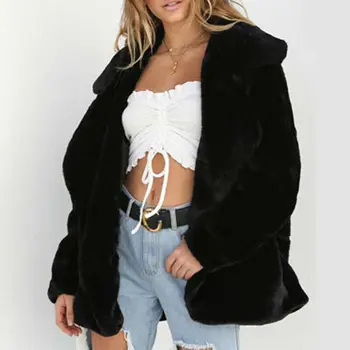 

Womens Winter Teddy Bear Pocket Fluffy Coat Fleece Fur Jackets Outerwear