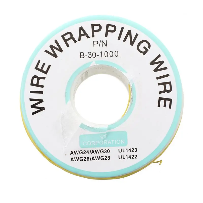 Желтое покрытие ПВХ Оловянная медь обертывание ping Wire wrap 305 м 30AWG кабельная катушка