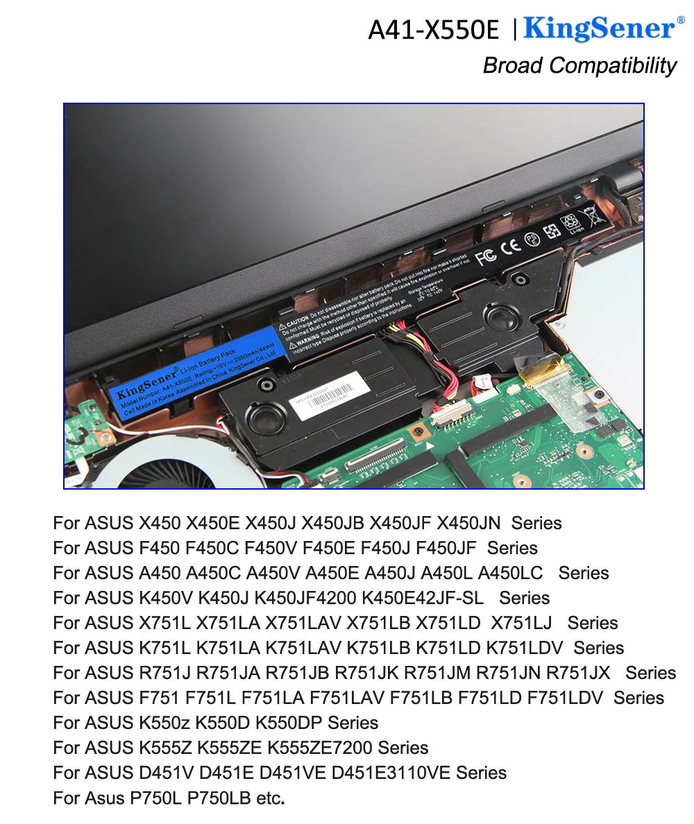 15V 44WH A41-X550E Laptop Battery Original For X450 X450E X450J