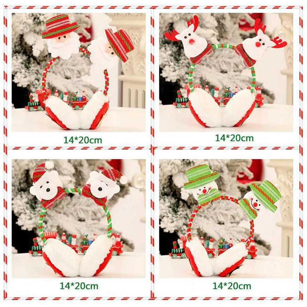 Новые рождественские милые наушники, зимние аксессуары, теплые плюшевые наушники Санта Клауса для детей