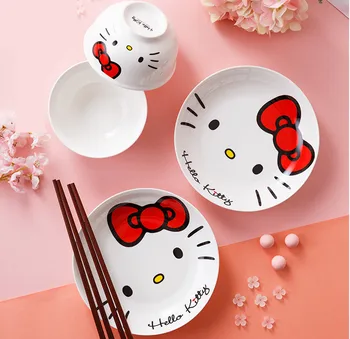 

4pcs Dinnerware ceramics Bowl Dish Soup bow kitty Gift Kitchen Cooking Tools Accessory Household Tableware Home Decor Porcelain