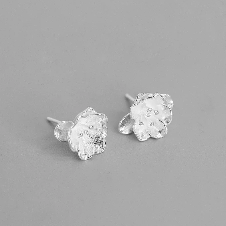 

INATURE 925 Sterling Silver Elegant Begonia Flower Stud Earrings For Women