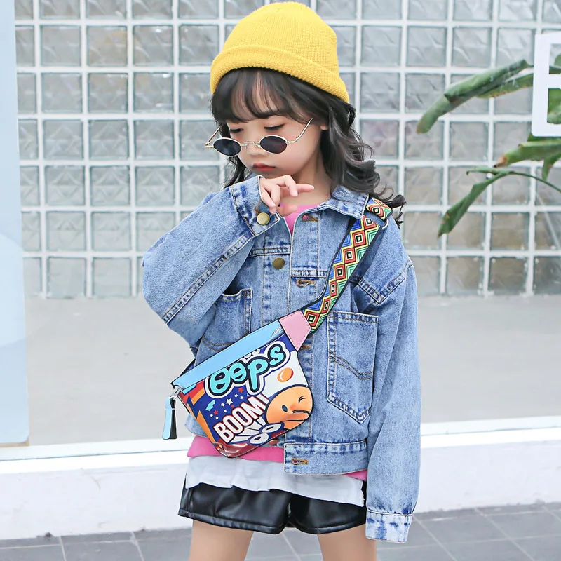 

2019 New Style Girls' Jean Jacket CHILDREN'S Jacket Western Style Korean-style Cartoon Long Sleeve Jacket Fashion